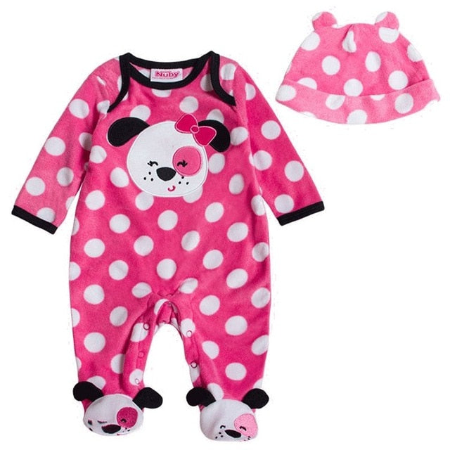 Kiddiezoom Baby Romper Winter Coral Fleece Long Sleeve Hooded Velour Romper Cartoon Warm Jumpsuit Animal Baby Girl Boy Clothes