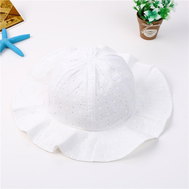 Baby Summer Outdoor Bucket Hat Children Floral Print Panama Cap Sun Beach Cap Lovely Lace Princess Baby Girl Brim Sun Hats
