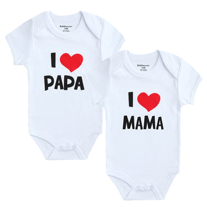 2PCS/LOT Newborn Baby  I Love Papa Mama Design Clothes