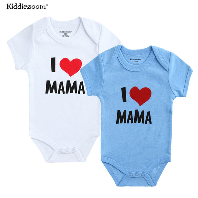 2PCS/LOT Newborn Baby  I Love Papa Mama Design Clothes