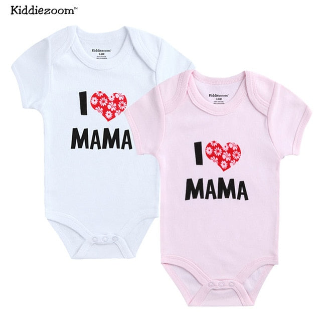 2PCS/LOT Newborn Baby  I Love Papa Mama Design Clothes