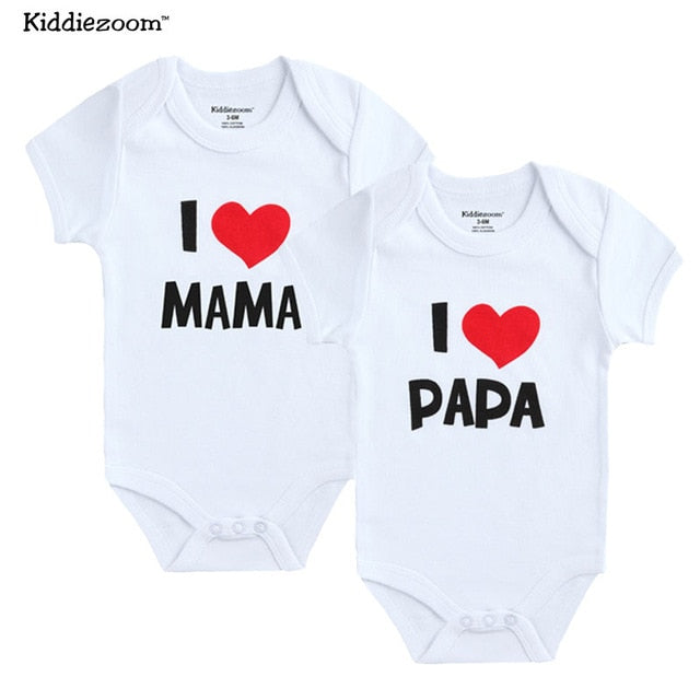 2PCS/LOT Newborn Baby  I Love Papa Mama Design Clothes