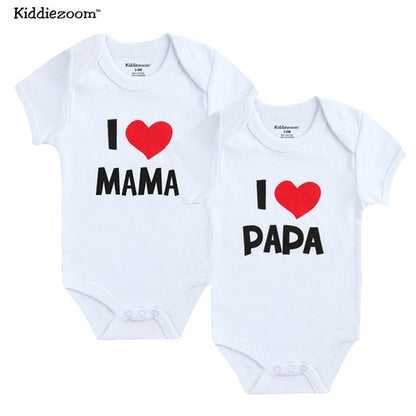 2PCS/LOT Newborn Baby  I Love Papa Mama Design Clothes