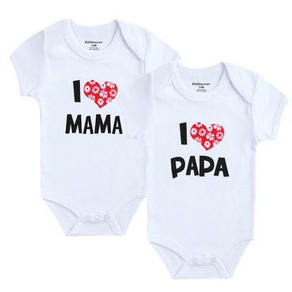 2PCS/LOT Newborn Baby  I Love Papa Mama Design Clothes