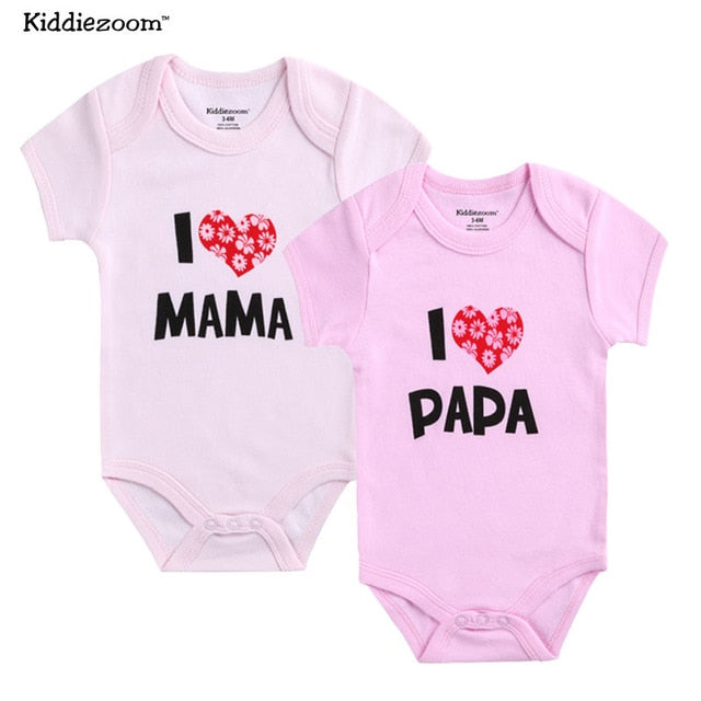 2PCS/LOT Newborn Baby  I Love Papa Mama Design Clothes