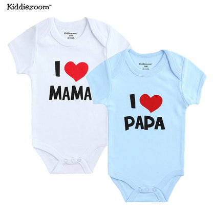2PCS/LOT Newborn Baby  I Love Papa Mama Design Clothes