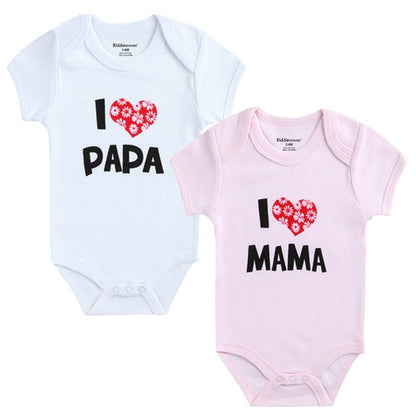 2PCS/LOT Newborn Baby  I Love Papa Mama Design Clothes