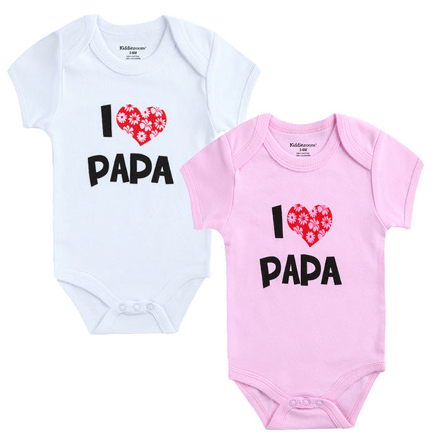 2PCS/LOT Newborn Baby  I Love Papa Mama Design Clothes
