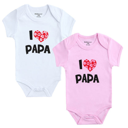 2PCS/LOT Newborn Baby  I Love Papa Mama Design Clothes