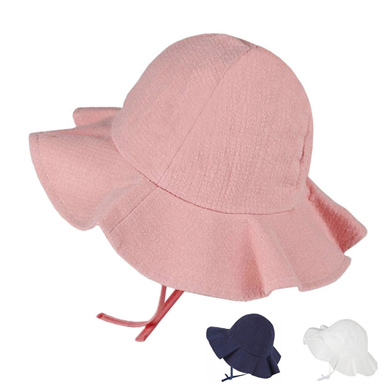 Baby Summer Outdoor Bucket Hat Children Floral Print Panama Cap Sun Beach Cap Lovely Lace Princess Baby Girl Brim Sun Hats