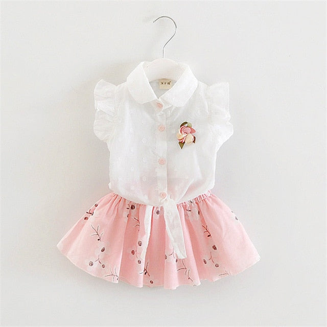 Baby girls clothing set summer newborn baby fashion tops vest+tutu dress 2pcs clothes suit toddler girls party costume sets