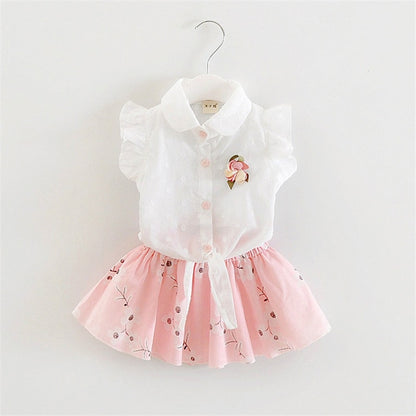 Baby girls clothing set summer newborn baby fashion tops vest+tutu dress 2pcs clothes suit toddler girls party costume sets