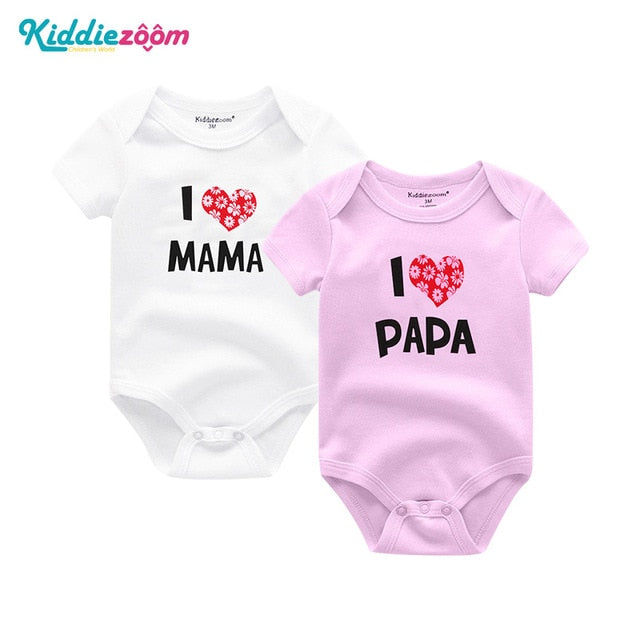 2PCS/LOT Newborn Baby  I Love Papa Mama Design Clothes