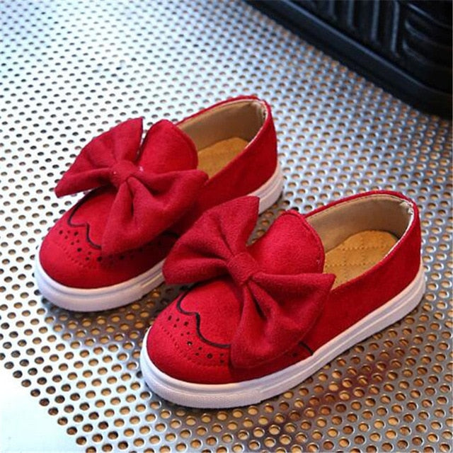 New Spring/Autumn Children Leather Shoes Girls Loafers Princess Big Bowknot Shoes Baby Toddler Flats Kids Casual Shoes 02B