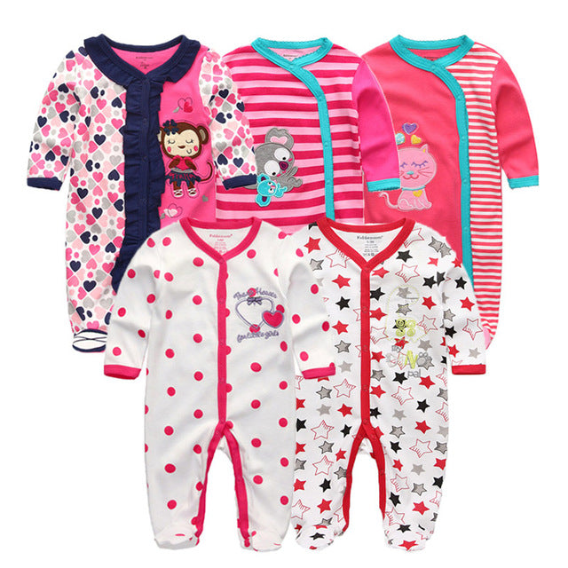 Bodysuit Baby Girl Clothes Newborn Clothing Sets Baby Boy Clothes Long Sleeve Ropa bebe O-Neck Cotton 5 PCS/lot