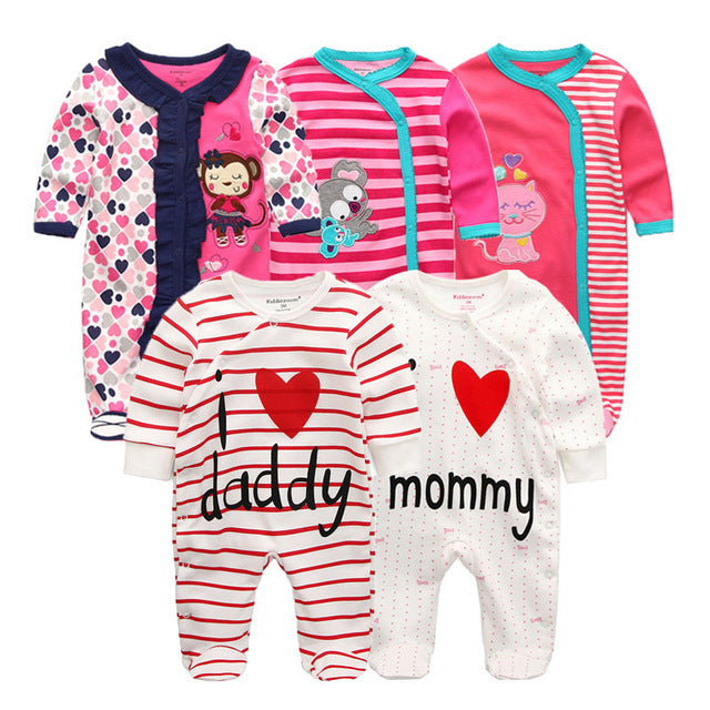 Bodysuit Baby Girl Clothes Newborn Clothing Sets Baby Boy Clothes Long Sleeve Ropa bebe O-Neck Cotton 5 PCS/lot