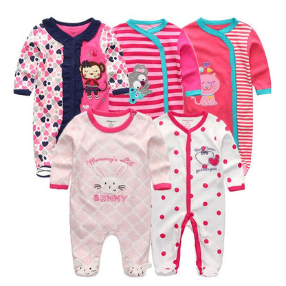 Bodysuit Baby Girl Clothes Newborn Clothing Sets Baby Boy Clothes Long Sleeve Ropa bebe O-Neck Cotton 5 PCS/lot