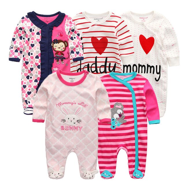Bodysuit Baby Girl Clothes Newborn Clothing Sets Baby Boy Clothes Long Sleeve Ropa bebe O-Neck Cotton 5 PCS/lot
