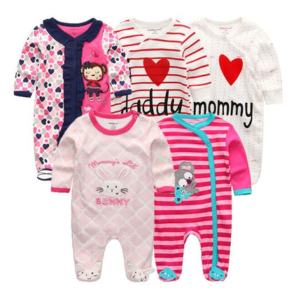 Bodysuit Baby Girl Clothes Newborn Clothing Sets Baby Boy Clothes Long Sleeve Ropa bebe O-Neck Cotton 5 PCS/lot