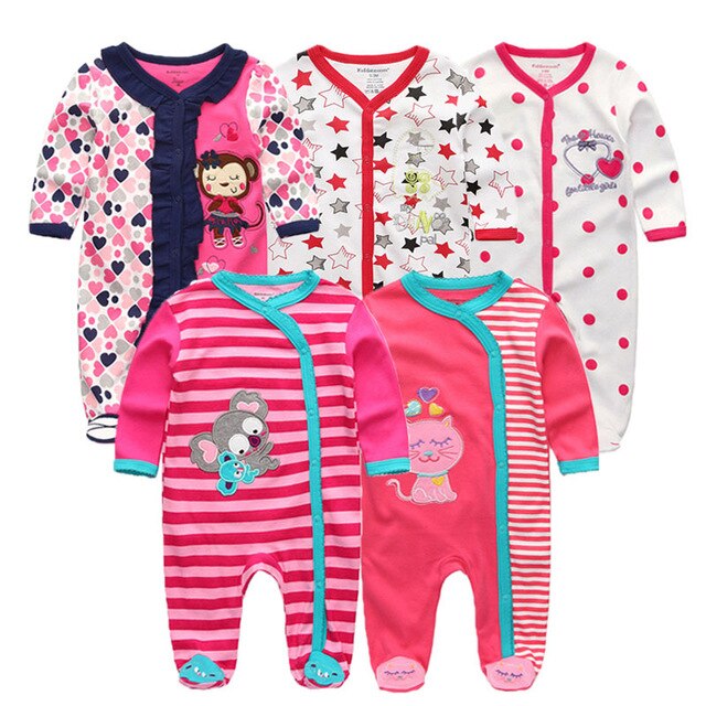 Bodysuit Baby Girl Clothes Newborn Clothing Sets Baby Boy Clothes Long Sleeve Ropa bebe O-Neck Cotton 5 PCS/lot