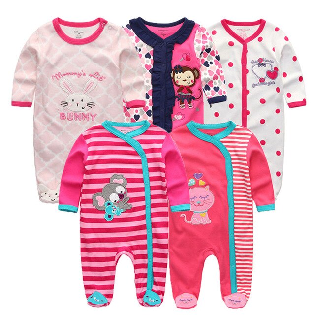 Bodysuit Baby Girl Clothes Newborn Clothing Sets Baby Boy Clothes Long Sleeve Ropa bebe O-Neck Cotton 5 PCS/lot