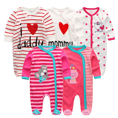 Bodysuit Baby Girl Clothes Newborn Clothing Sets Baby Boy Clothes Long Sleeve Ropa bebe O-Neck Cotton 5 PCS/lot