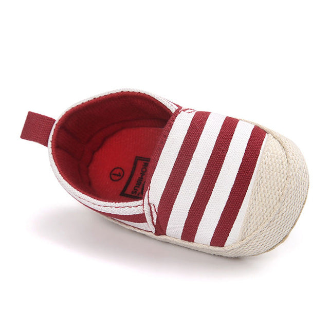 2018 Fashion Blue Striped Baby Boy Shoes Lovely Infant First Walkers Good Soft Sole Toddler Baby Shoes Hot Sale