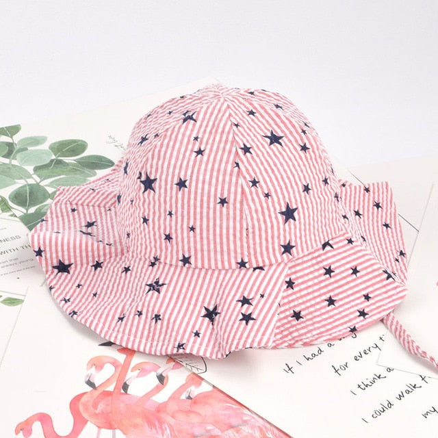 Baby Summer Outdoor Bucket Hat Children Floral Print Panama Cap Sun Beach Cap Lovely Lace Princess Baby Girl Brim Sun Hats