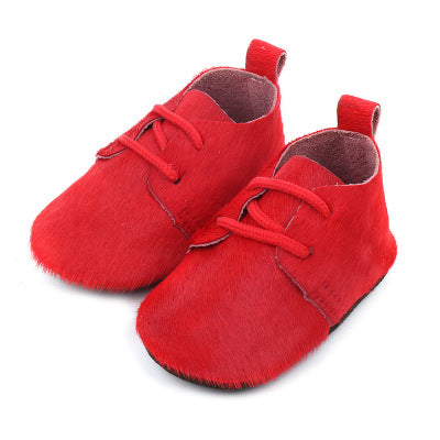 Hongteya New Genuine Leather Baby shoes Leopard print Baby Girls Soft shoes Horse hair Boys First walkers Lace Baby moccasins