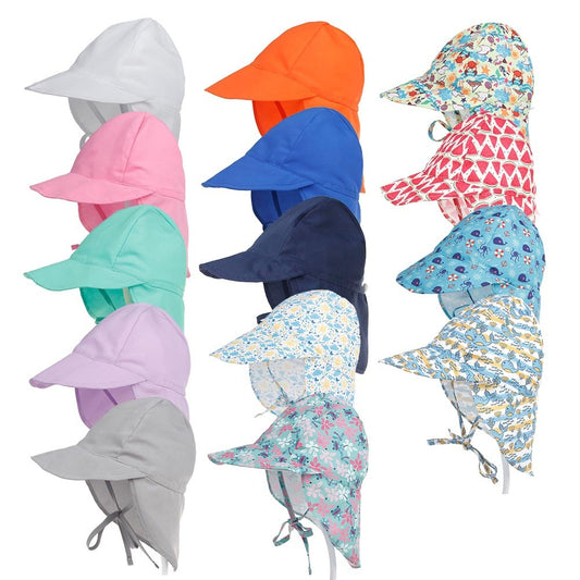 Summer Baby Sun Hat Children Outdoor Neck Ear Cover Anti UV Protection Beach Caps Kids Boy Girl Swimming Flap Cap For 0-5 Years