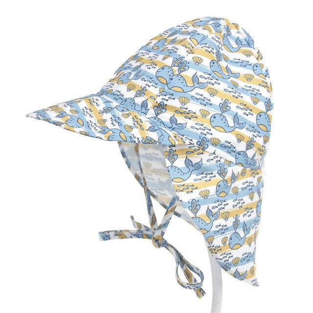 Summer Baby Sun Hat Children Outdoor Neck Ear Cover Anti UV Protection Beach Caps Kids Boy Girl Swimming Flap Cap For 0-5 Years