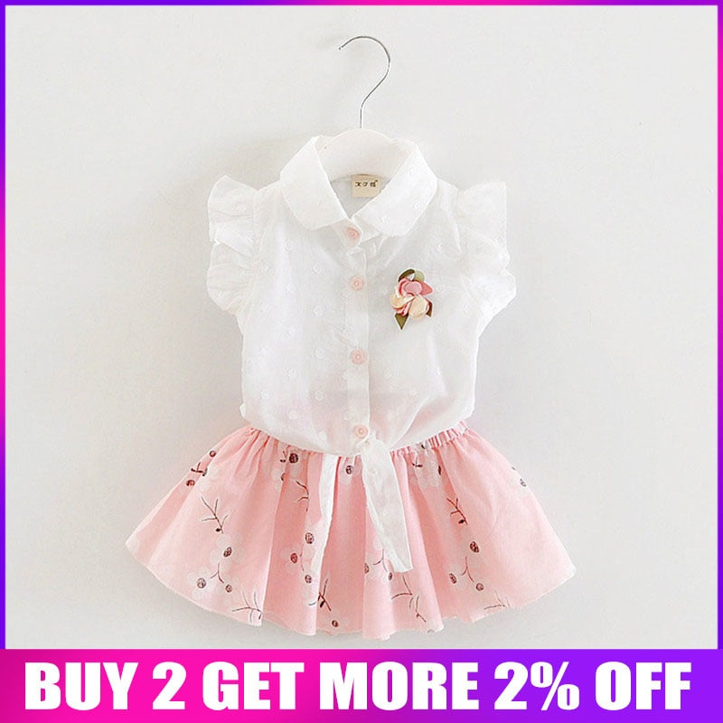 Baby girls clothing set summer newborn baby fashion tops vest+tutu dress 2pcs clothes suit toddler girls party costume sets