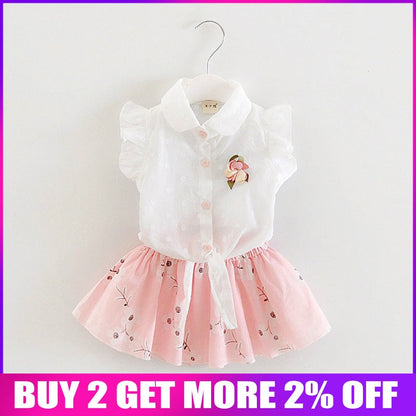 Baby girls clothing set summer newborn baby fashion tops vest+tutu dress 2pcs clothes suit toddler girls party costume sets