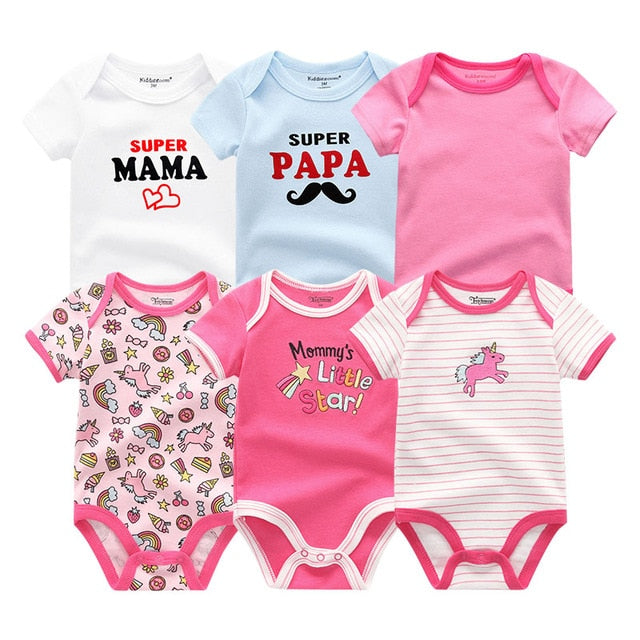2019 6PCS/Lot Unisex Unicorn Baby Boy Clothes Cotton Kids Clothes Newborn Rompers 0-12M Baby Girl Clothes Roupa de bebe