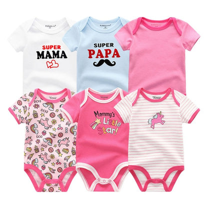 2019 6PCS/Lot Unisex Unicorn Baby Boy Clothes Cotton Kids Clothes Newborn Rompers 0-12M Baby Girl Clothes Roupa de bebe
