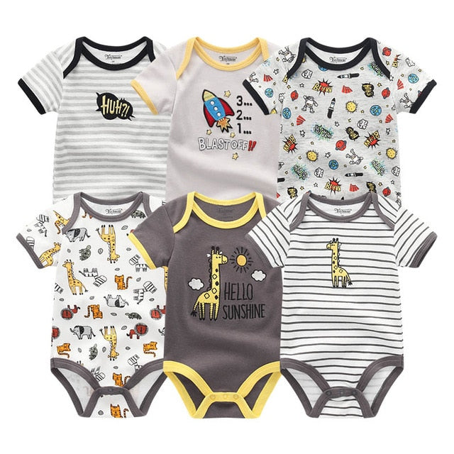 2019 6PCS/Lot Unisex Unicorn Baby Boy Clothes Cotton Kids Clothes Newborn Rompers 0-12M Baby Girl Clothes Roupa de bebe