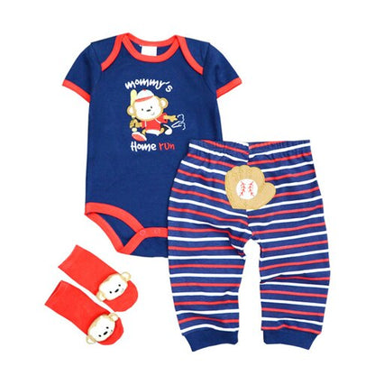 Kiddiezoom Summer 2019 3Pcs/Lot Cotton Baby Boys Girls Clothes Set Short Sleeve Baby Romper+Long pants+Socks Kids Clothing Set