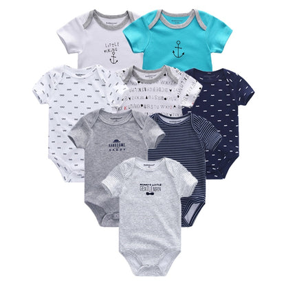 2019 8PCS/Lot Newborn Clothes 100%Cotton O-Neck 0-12M Baby Girls Boys Jumpsuit Bodysuits Roupas de bebe Short Sleeve Clothing