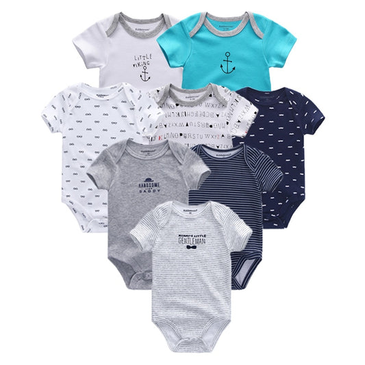 2019 8PCS/Lot Newborn Clothes 100%Cotton O-Neck 0-12M Baby Girls Boys Jumpsuit Bodysuits Roupas de bebe Short Sleeve Clothing