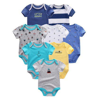 2019 8PCS/Lot Newborn Clothes 100%Cotton O-Neck 0-12M Baby Girls Boys Jumpsuit Bodysuits Roupas de bebe Short Sleeve Clothing