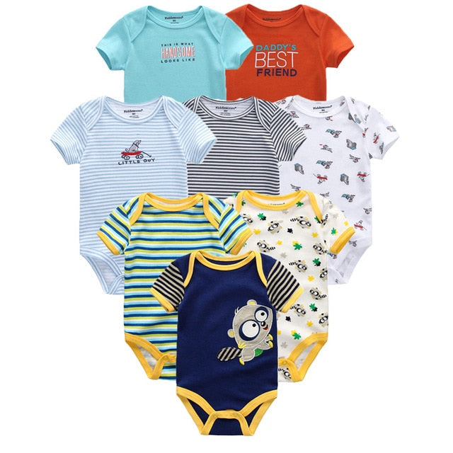 2019 8PCS/Lot Newborn Clothes 100%Cotton O-Neck 0-12M Baby Girls Boys Jumpsuit Bodysuits Roupas de bebe Short Sleeve Clothing