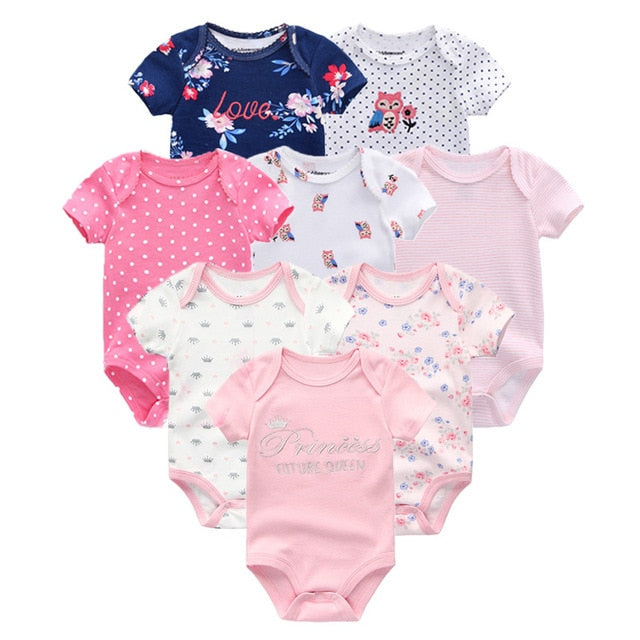 2019 8PCS/Lot Newborn Clothes 100%Cotton O-Neck 0-12M Baby Girls Boys Jumpsuit Bodysuits Roupas de bebe Short Sleeve Clothing