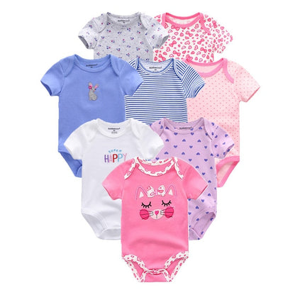 2019 8PCS/Lot Newborn Clothes 100%Cotton O-Neck 0-12M Baby Girls Boys Jumpsuit Bodysuits Roupas de bebe Short Sleeve Clothing