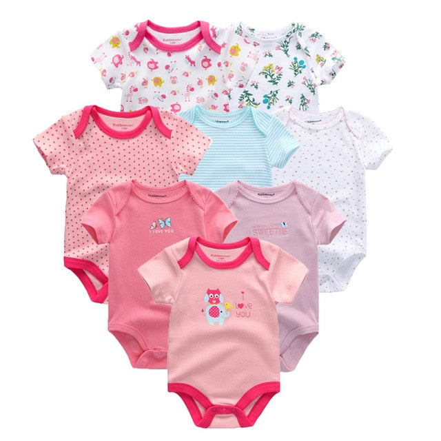 2019 8PCS/Lot Newborn Clothes 100%Cotton O-Neck 0-12M Baby Girls Boys Jumpsuit Bodysuits Roupas de bebe Short Sleeve Clothing