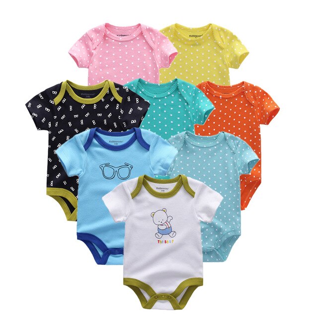 2019 8PCS/Lot Newborn Clothes 100%Cotton O-Neck 0-12M Baby Girls Boys Jumpsuit Bodysuits Roupas de bebe Short Sleeve Clothing