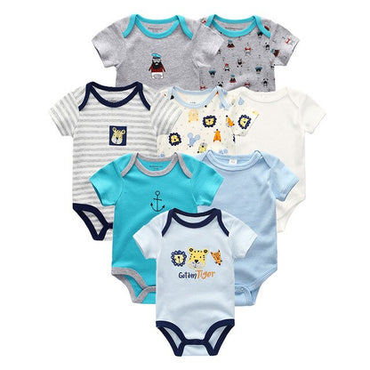 2019 8PCS/Lot Newborn Clothes 100%Cotton O-Neck 0-12M Baby Girls Boys Jumpsuit Bodysuits Roupas de bebe Short Sleeve Clothing