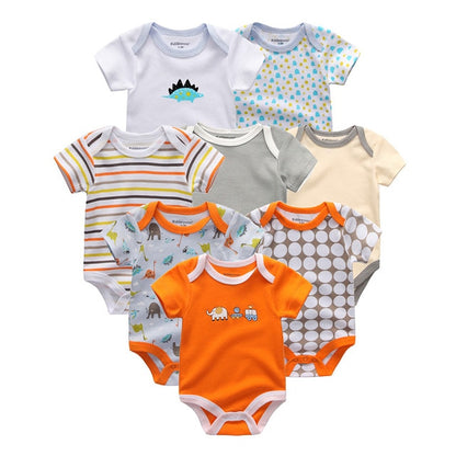 2019 8PCS/Lot Newborn Clothes 100%Cotton O-Neck 0-12M Baby Girls Boys Jumpsuit Bodysuits Roupas de bebe Short Sleeve Clothing