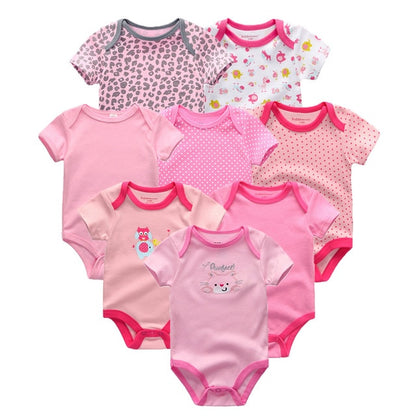 2019 8PCS/Lot Newborn Clothes 100%Cotton O-Neck 0-12M Baby Girls Boys Jumpsuit Bodysuits Roupas de bebe Short Sleeve Clothing