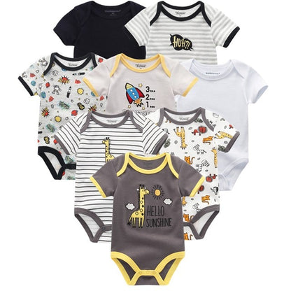 2019 8PCS/Lot Newborn Clothes 100%Cotton O-Neck 0-12M Baby Girls Boys Jumpsuit Bodysuits Roupas de bebe Short Sleeve Clothing