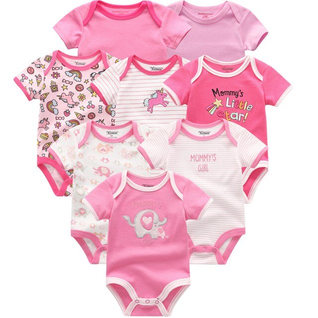 2019 8PCS/Lot Newborn Clothes 100%Cotton O-Neck 0-12M Baby Girls Boys Jumpsuit Bodysuits Roupas de bebe Short Sleeve Clothing